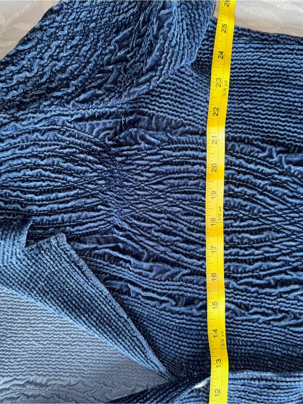 Chico’s Velour Cardigan Sweater, Blue Textured, Button Up, Pockets, Sz 3 -XL 16 - Picture 10 of 11